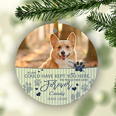 Alternative view of Custom Photo Pet Memorial Decorative Christmas Ornament - Holiday Flat Circle Ornament