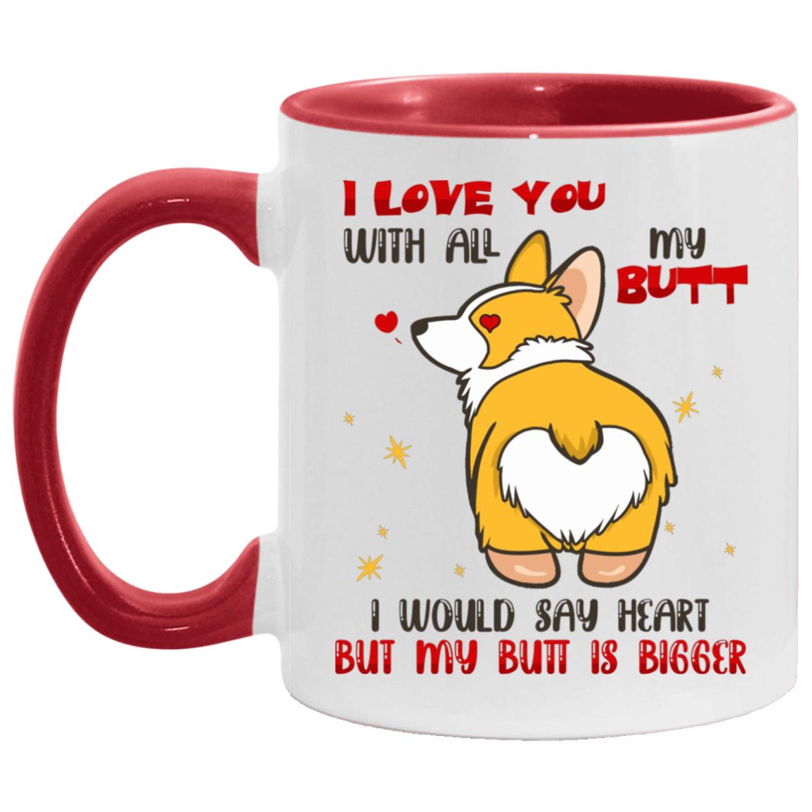 Corgi I Love You, White/Red, 11 oz. Accent Mug Corgi I Love You, White/Red, 11 oz. Accent Mug