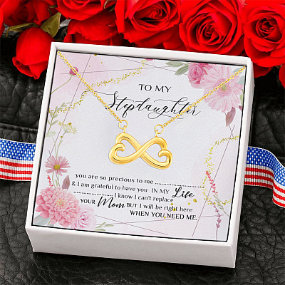 Alternative view of To My Stepdaughter You Are So Precious to Me I Am Grateful to Have You Infinity Heart Pendant Necklace