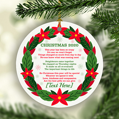 Alternative view of Personalized 2020 Quarantine Christmas Pandemic This Year Has Been So Crazy Decorative Holiday Circle Ornament