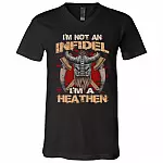 Viking Norse T-Shirts - I'm Not An Infidel I'm A Hea-then Valknut V-Neck Tee - Youth Tee, Black, V-Neck T-Shirt