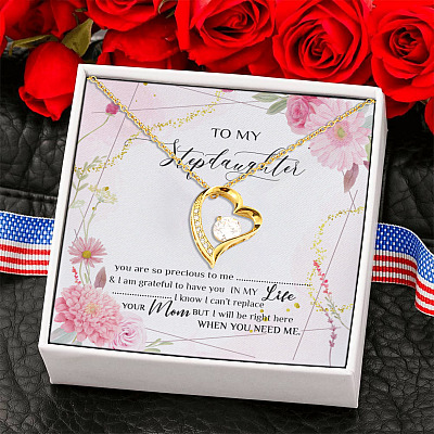 To My Stepdaughter You Are So Precious to Me I Am Grateful to Have You Forever Love Pendant Necklace