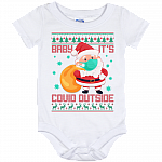 Baby It's Covid Outside Santa Wearing Mask Ugly Christmas Baby Onesie - Baby Infant Bodysuit, White, Baby Onesie - 12 Month