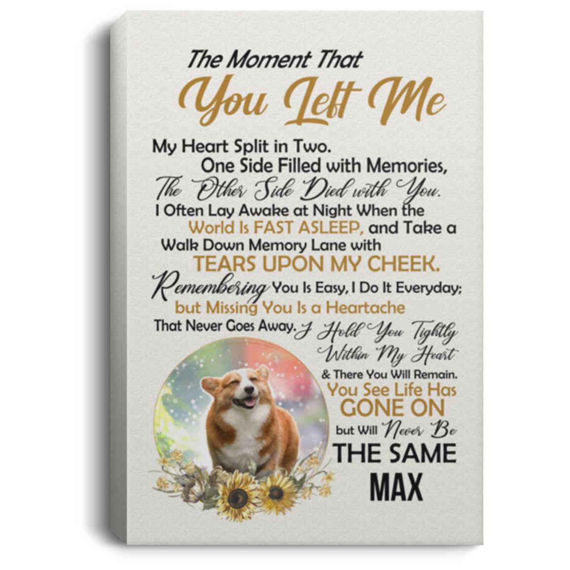 Personalized Photo Dog The Moment Poster, White, 0.75'' Framed Canvas
