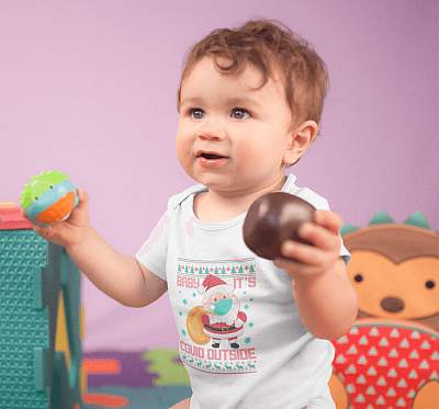 Alternative view of Baby It's Covid Outside Santa Wearing Mask Ugly Christmas Baby Onesie - Baby Infant Bodysuit