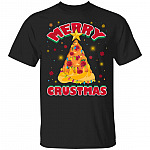 Merry Crustmas Pizza Christmas Tree T-Shirt - Youth Shirt - Funny Xmas Pizza Gifts Shirt, Black, Unisex T-Shirt