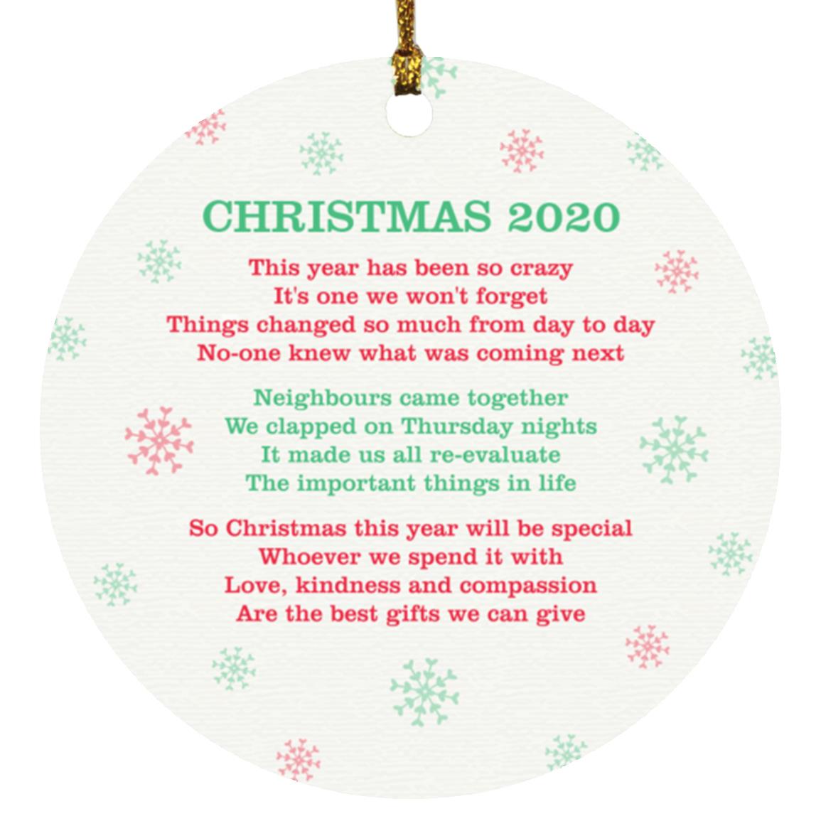2020 Quarantine Christmas, White, Circle Ornament