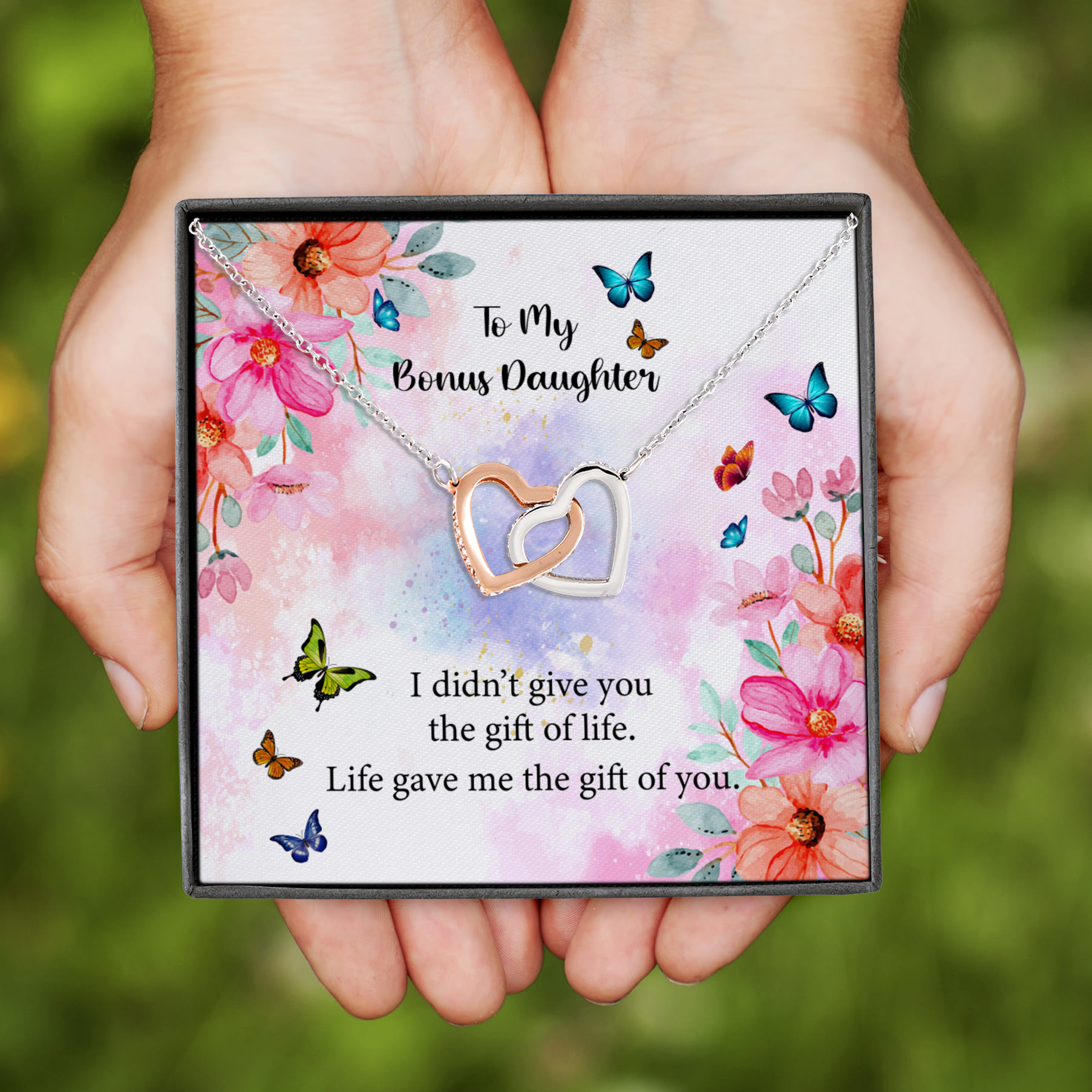 9Th. Bonus Daughter Interlocking Hearts Necklace