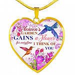 Hummingbirds Heaven's Garden Gains A Flower For Everytime I Think Of You Heart Pendant Necklace - Heart Luxury Necklace (Gold Plated)