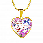 Hummingbirds Heaven's Garden Gains A Flower For Everytime I Think Of You Heart Pendant Necklace - Heart Luxury Necklace (Gold Plated)