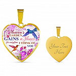 Hummingbirds Heaven's Garden Gains A Flower For Everytime I Think Of You Heart Pendant Necklace - Heart Luxury Necklace (Gold Plated)