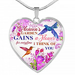 Hummingbirds Heaven's Garden Gains A Flower For Everytime I Think Of You Heart Pendant Necklace - Heart Luxury Necklace (Silver)