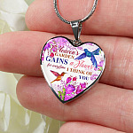 Hummingbirds Heaven's Garden Gains A Flower For Everytime I Think Of You Heart Pendant Necklace - Heart Luxury Necklace (Silver)