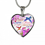 Hummingbirds Heaven's Garden Gains A Flower For Everytime I Think Of You Heart Pendant Necklace - Heart Luxury Necklace (Silver)