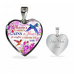 Hummingbirds Heaven's Garden Gains A Flower For Everytime I Think Of You Heart Pendant Necklace - Heart Luxury Necklace (Silver)