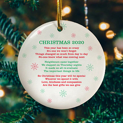 Alternative view of 2020 Quarantine Christmas Pandemic This Year Has Been So Crazy Decorative Holiday Circle Ornament Keepsake