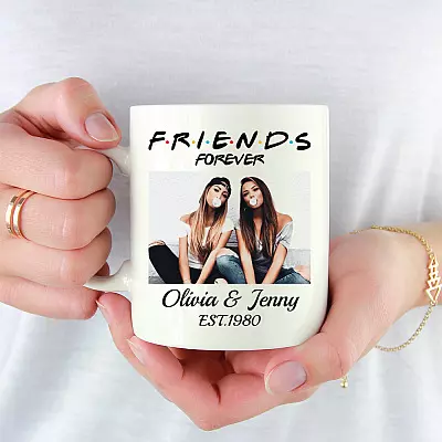 Custom Photo Friends Forever Ceramic Coffee Mug - Beer Stein - Water Bottle - Color Changing Mug