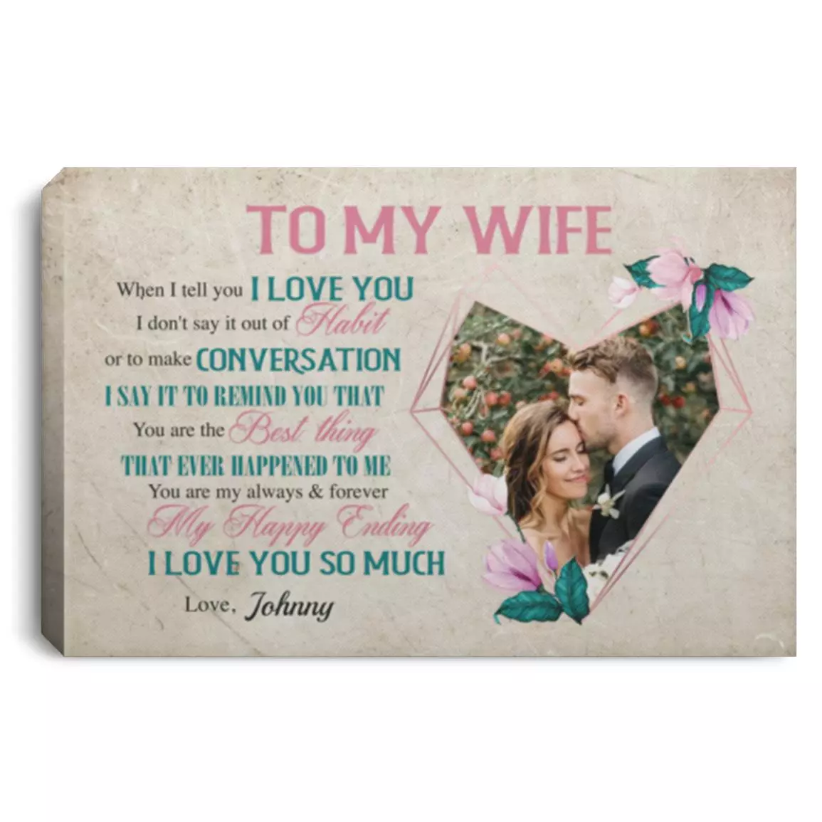 Personalized Photo Husband To My Wife When I Tell, White, 0.75'' Framed Canvas