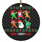 Merry Christ-Mask 2020 Santa Ornament, White, Circle Ornament