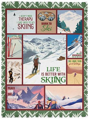 5KT. Snow Skiing Christmas (10), White, VPS Cozy Plush Fleece Blanket - 30x40