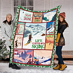 Life Is Better With Skiing Mountain Snowboarding Xmas Blanket - Funny Winter Snow Skiing Christmas Blanket Mockup