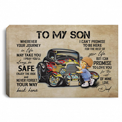 Dad To My Son Wherever Your Journey Canvas, White, 0.75'' Framed Canvas