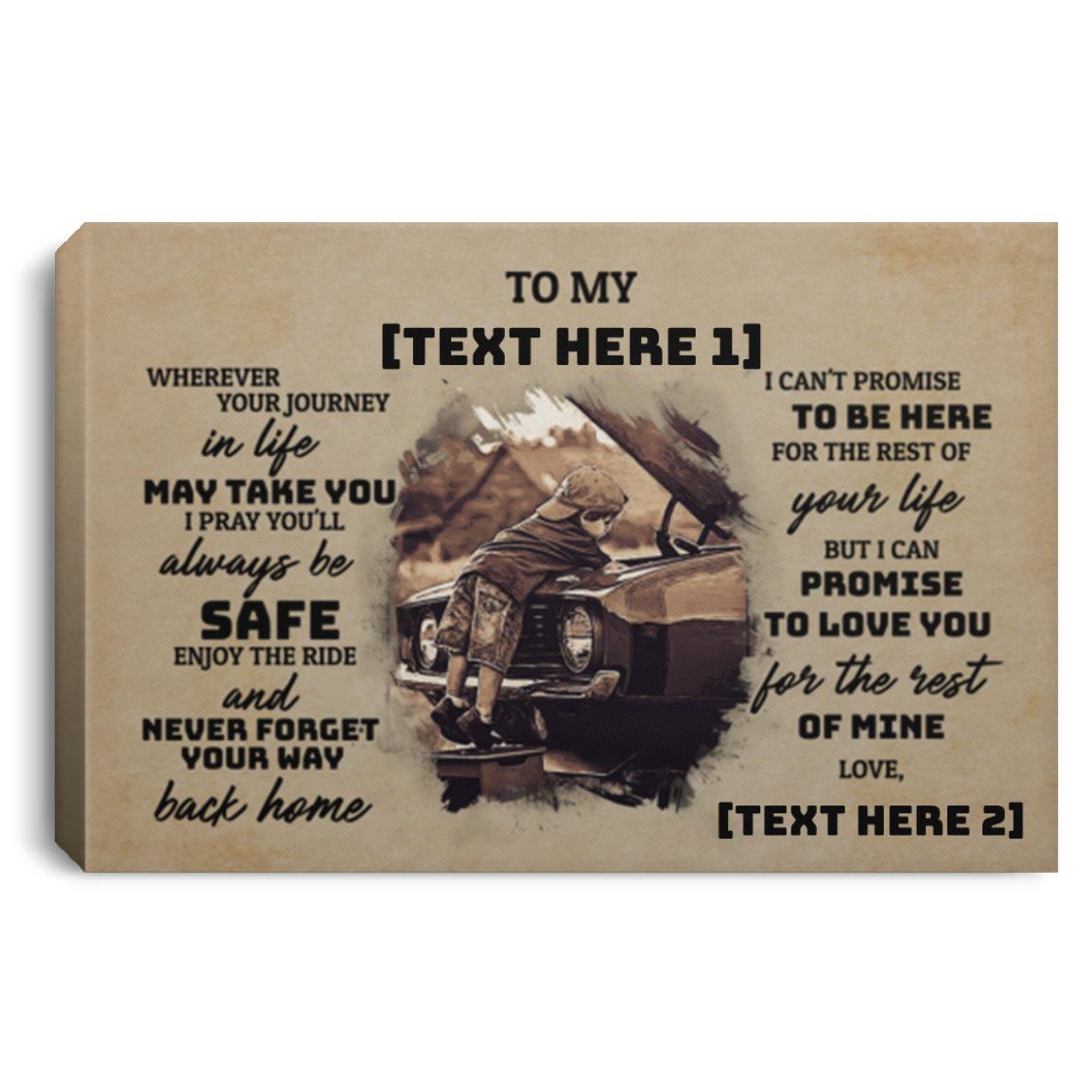 4KT. To My Son Car Racing_Personalized, White, 0.75'' Framed Canvas