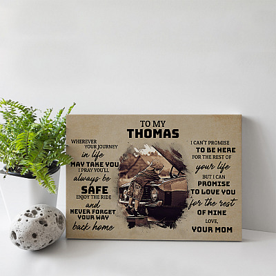 Alternative view of Personalized Text Saying To My Son Wherever Your Journey In Life May Take You Car Customized Canvas Poster