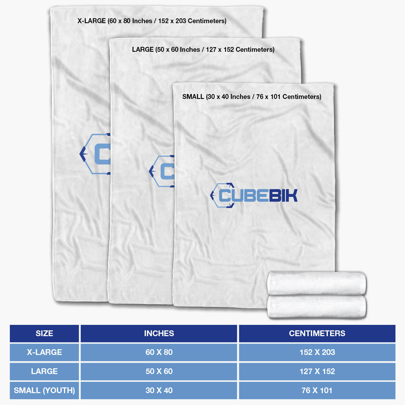 Blanket Sizing Chart - CubeBik CubeBik Blanket Sizing Chart