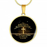 Yea Though I Walk Through The Valley Of The Shadow Of Death Psalm 23 4 Luxury Circle Pendant Necklace - Circle Luxury Necklace (Gold Plated)