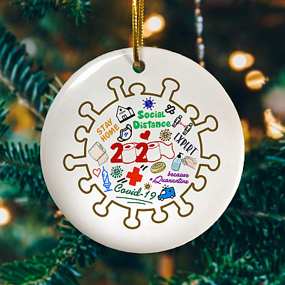 2020 Quarantine Pandemic Christmas Covid Funny Annual Events The Year We Will Never Forget Circle Ornament
