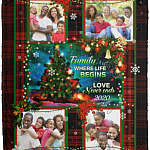 Personalized Custom Photo Collage, White, Cozy Plush Fleece Blanket - 50x60