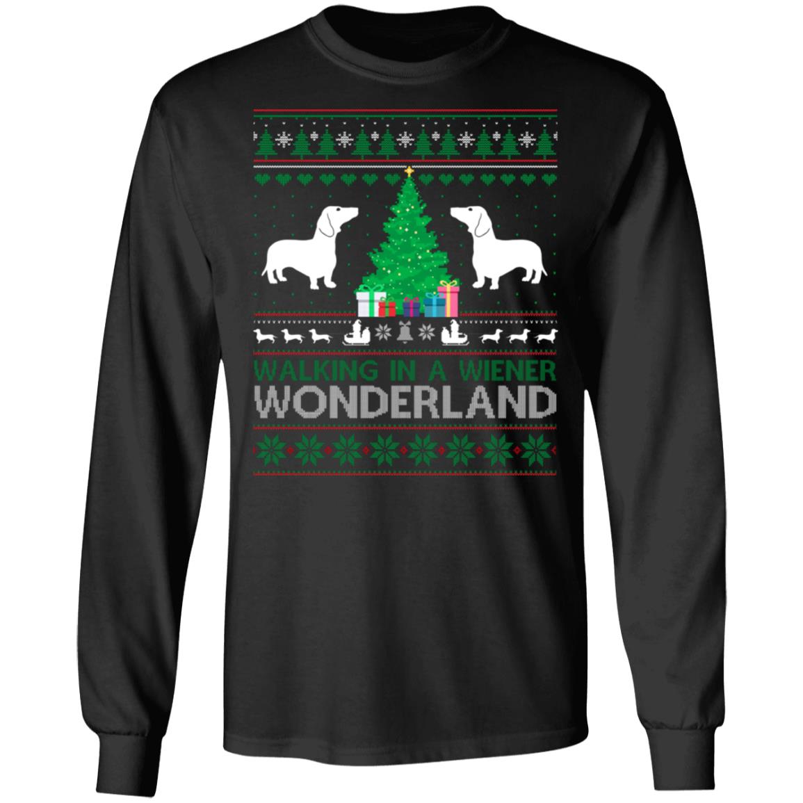 Walking In A Wiener Wonderland Hoodie, Black, Long Sleeve