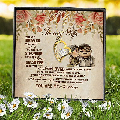 To My Wife You Are Braver Than You Believe Stronger Than You Seem Forever Love Heart Pendant Necklace