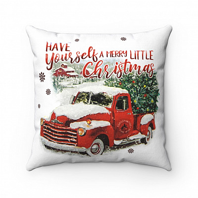 Vintage Red Truck Have Yourself A Merry Little Christmas 2020 Xmas Decorative Sofa Cushion - Throw Pillow