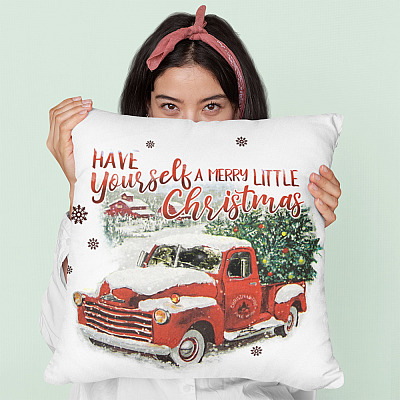 Alternative view of Vintage Red Truck Have Yourself A Merry Little Christmas 2020 Xmas Decorative Sofa Cushion - Throw Pillow