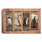 9O. Be Strong Penguin, White, 0.75'' Framed Canvas