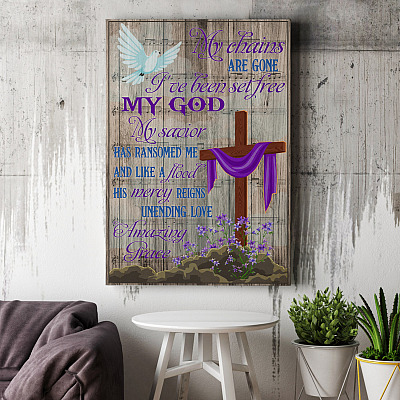 Alternative view of Amazing Grace My Chains Are Gone Wrapped Framed Canvas Prints - Unframed Poster - Home Decor Wall Art