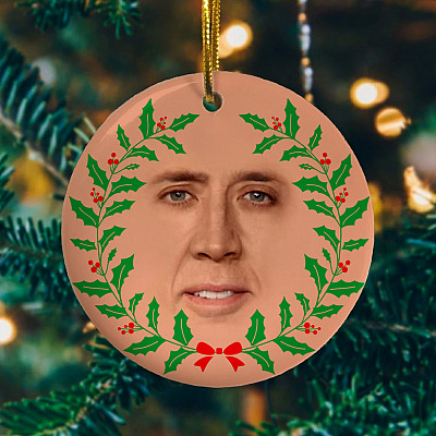 St Nicolas Decorative Christmas Ornament - Holiday Flat Circle Ornament - Holiday Decoration Gift