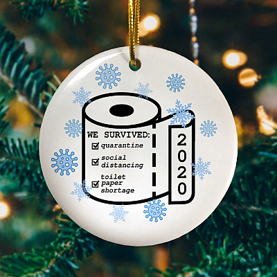 Toilet Paper 2020 Decorative Christmas Ornament - Holiday Flat Circle Ornament - Holiday Decoration Gift