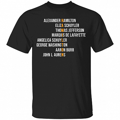 Hamil-ton Eliza Jefferson Angelica and Burr Names T-Shirt - The Musical Vintage Shirt, Black, Unisex T-Shirt