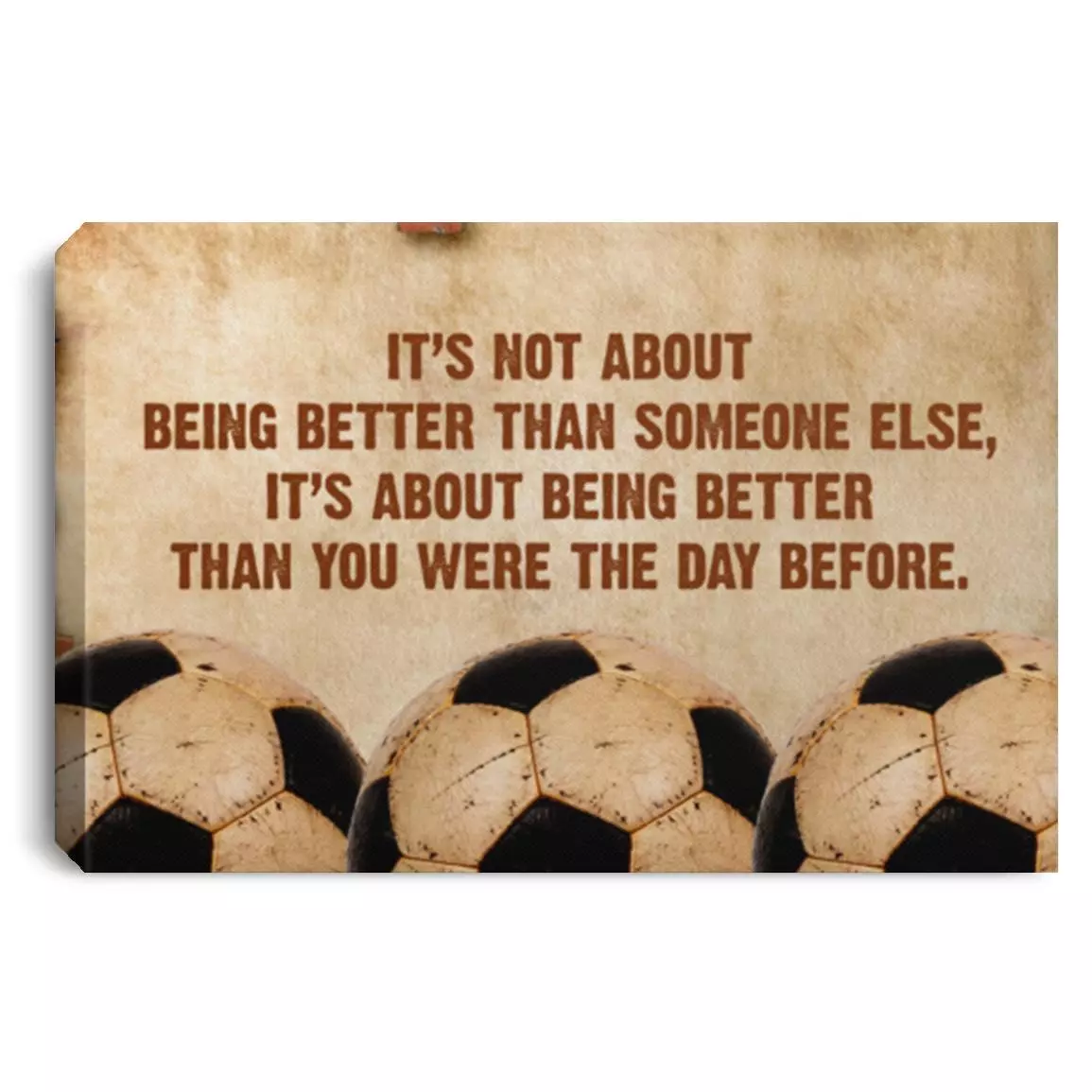 Soccer Football Balls Canvas, White, 0.75'' Framed Canvas