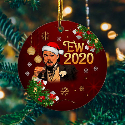 Ew 2020 Funny Santa Leonardo Laughing Meme Dicaprio Holiday Flat Circle Ornament - Holiday Decoration Gift