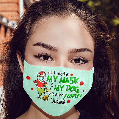 Alternative view of All I Need Is My Mask My Dog It's Too Peopley Outside Washable Reusable Custom - Printed Face Mask