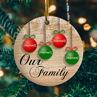 Alternative view of Personalized Circle Ornaments Family Of 4 - Our Family Member Names Holiday Christmas Gift