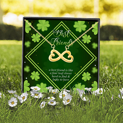 Best Friend Is Like A Four Leaf Clover Hard To Find Lucky To Have Infinity Heart Pendant Necklace