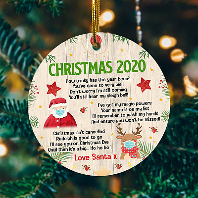 Santa Ornament 2020 - Don't Worry Santa Is Still Coming Quarantined Holiday Decoration Gift