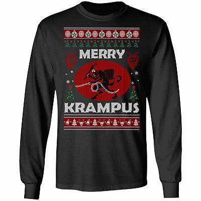 Krampus Christmas Sweatshirts, Black, Long Sleeve