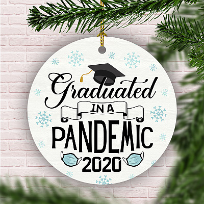 Graduated During the Pandemic 2020 Decorative Christmas Ornament Keepsake - Holiday Flat Circle Ornament