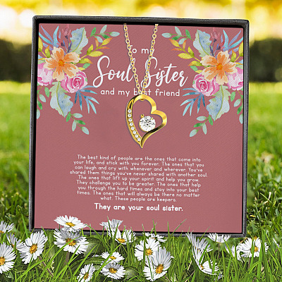 To My Soul Sister And My Best Friend The Best Kind Of People Are The Ones Forever Love Heart Pendant Necklace